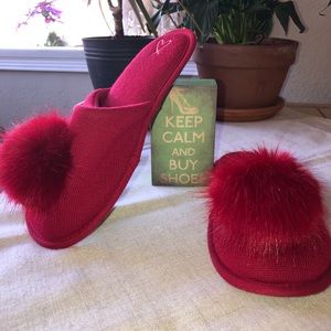 Victoria’s Secret Red Pom Pom slippers